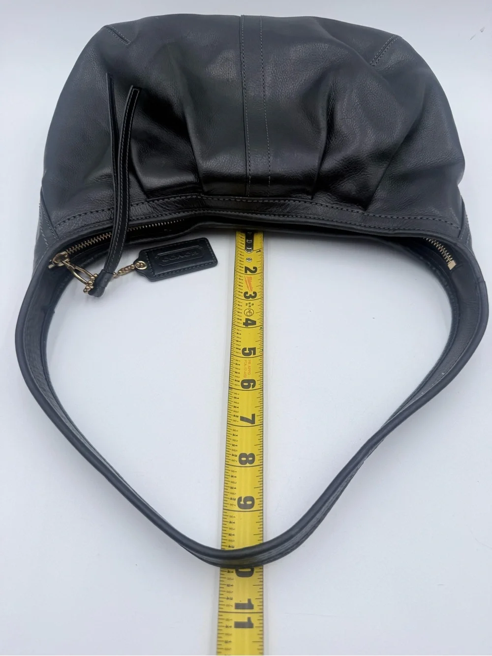 Vintage COACH Ergo 12235 Leather Hobo Shoulder Bag Black Gold Hardware Turquoise